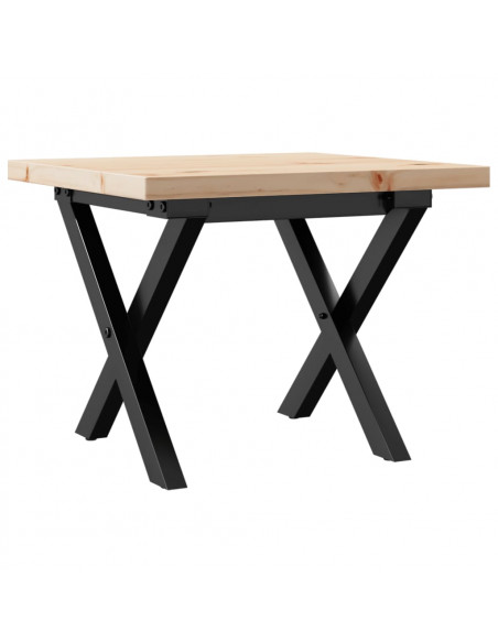 Tavolino Salotto Telaio a X 50x50x35,5cm Massello Pino e Ghisa