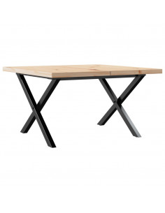 Tavolino Salotto Telaio a X 60x60x40,5cm Massello Pino e Ghisa