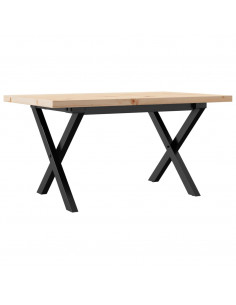 Tavolino Salotto Telaio a X 80x50x40,5 cm Legno Pino e Acciaio