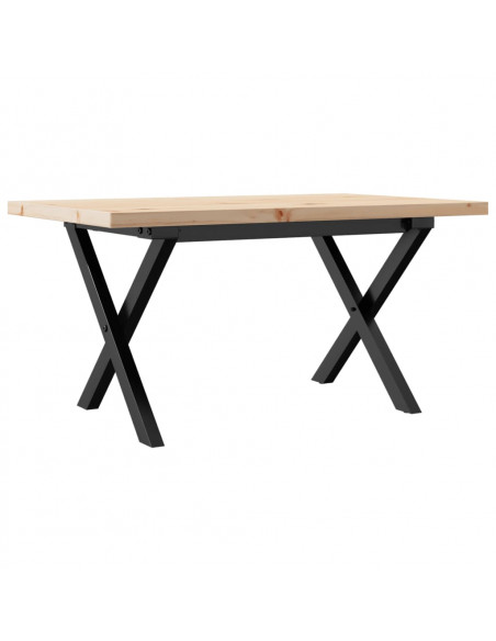 Tavolino Salotto Telaio a X 80x50x40,5cm Massello Pino e Ghisa