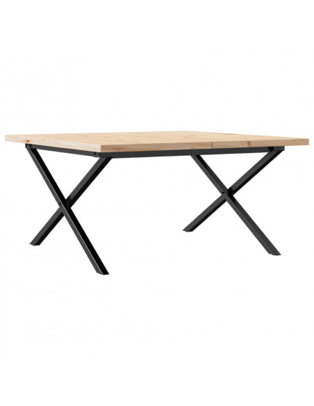 Tavolino Salotto Telaio a X 80x80x45,5cm Massello Pino e Ghisa