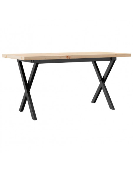 Tavolino Salotto Telaio a X 90x40x45,5cm Massello Pino e Ghisa