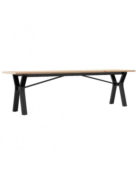 Tavolino Salotto Telaio a Y 160x40x45cm Massello Pino e Ghisa