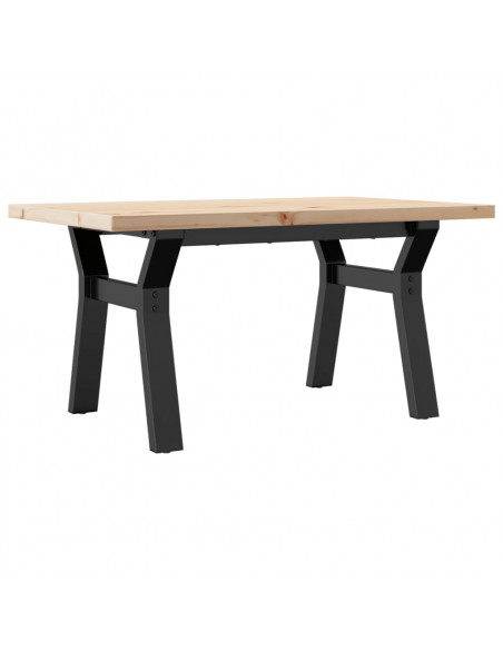 Tavolino Salotto Telaio a Y 80x50x40,5cm Massello Pino e Ghisa