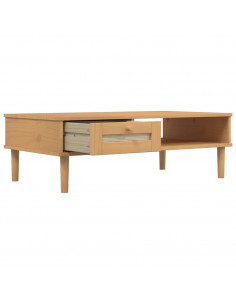 Tavolino SENJA Aspetto Rattan Marrone 100x55x33 Legno Massello