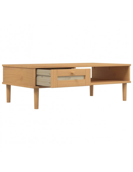 Tavolino SENJA Aspetto Rattan Marrone 100x55x33 Legno Massello