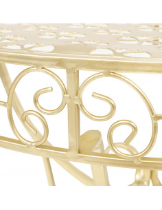 Tavolino Vintage in Metallo Semicircolare 72x36x74 cm Oro