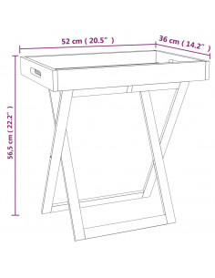 Tavolo a Vassoio Pieghevole 52x36x56,5cm Legno Massello di Noce