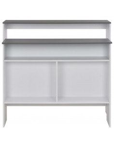 Tavolo Bar con 2 Piani d'Appoggio Bianco e Grigio 130x40x120cm