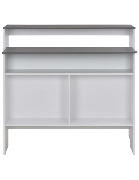 Tavolo Bar con 2 Piani d'Appoggio Bianco e Grigio 130x40x120cm