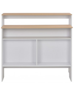 Tavolo Bar con 2 Piani d'Appoggio Bianco e Rovere 130x40x120cm