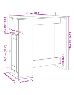 Tavolo Bar con Rastrelliera Bianco 101x40x103,5 cm Multistrato