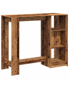 Tavolo Bar con Ripiano Legno Antico 124x46x103,5 cm Multistrato
