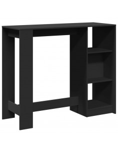 Tavolo Bar con Ripiano Nero 124x46x103,5 cm Legno Multistrato