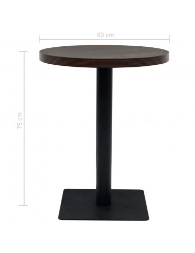 Tavolo Bistrot in MDF e Acciaio Rotondo 60x75 cm Cenere Scura