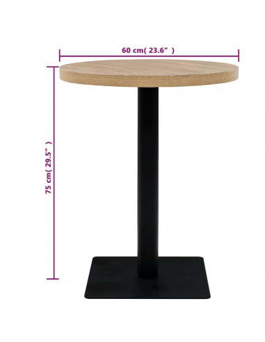 Tavolo Bistrot in MDF e Acciaio Rotondo 60x75 cm Colore Rovere