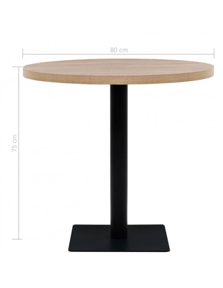 Tavolo Bistrot in MDF e Acciaio Rotondo 80x75 cm Colore Rovere