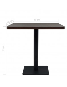 Tavolo Bistrot MDF e Acciaio Quadrato 80x80x75 cm Cenere Scura