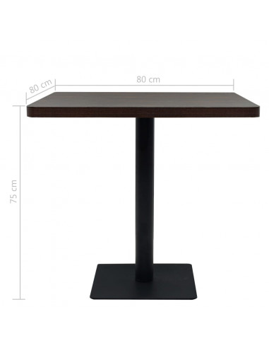 Tavolo Bistrot MDF e Acciaio Quadrato 80x80x75 cm Cenere Scura