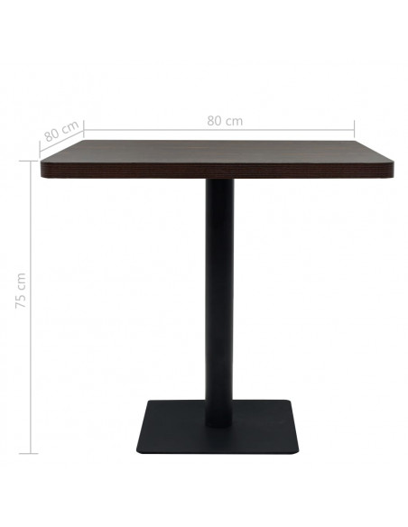 Tavolo Bistrot MDF e Acciaio Quadrato 80x80x75 cm Cenere Scura