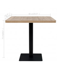 Tavolo Bistrot MDF e Acciaio Quadrato 80x80x75 cm Color Rovere