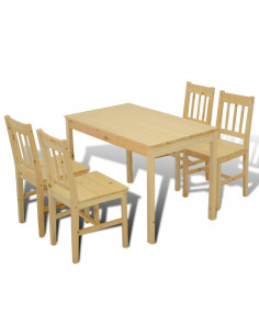 Tavolo con 4 sedie in Legno Naturale