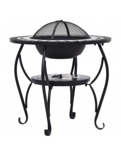 Tavolo con Braciere a Mosaico Nero e Bianco 68 cm in Ceramica