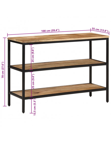 Tavolo Consolle 100x35x70 cm in Legno Massello di Mango Grezzo