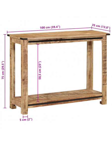 Tavolo Consolle 100x35x75 cm in Legno Massello di Mango