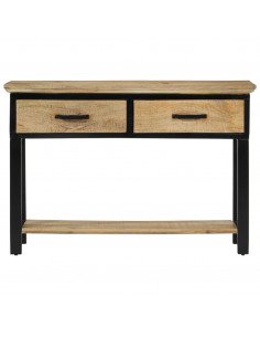 Tavolo Consolle 110x30x75 cm in Legno Massello Grezzo di Mango