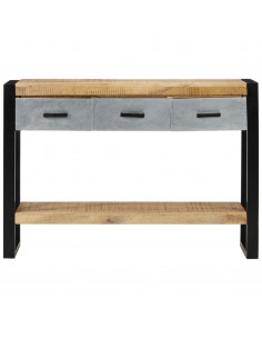 Tavolo Consolle 110x30x76 cm in Legno Massello Grezzo di Mango