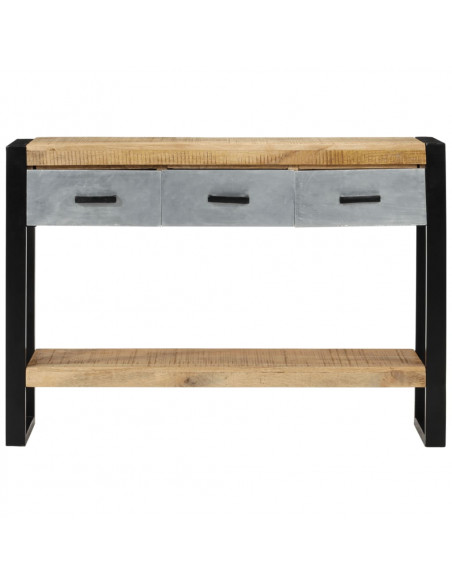 Tavolo Consolle 110x30x76 cm in Legno Massello Grezzo di Mango