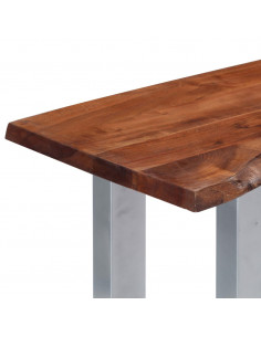 Tavolo Consolle 115x35x76 cm Legno Massello d'Acacia e Ferro