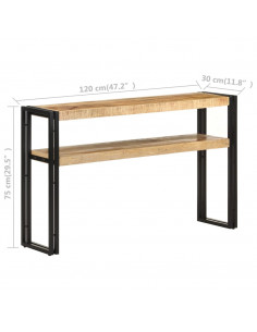 Tavolo Consolle 120x30x75 cm in Legno di Mango Grezzo