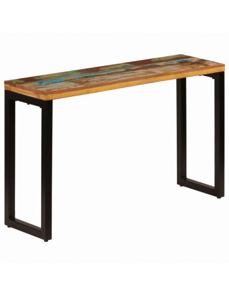 Tavolo Consolle 120x35x76 cm in Massello di Recupero e Acciaio