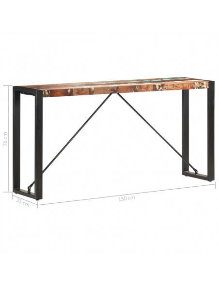 Tavolo Consolle 150x35x76 cm in Legno Massello di Recupero