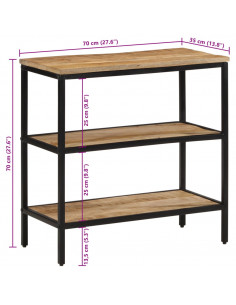 Tavolo Consolle 70x35x70 cm in Legno Massello di Mango Grezzo