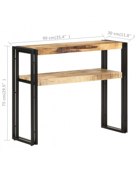 Tavolo Consolle 90x30x75 cm in Legno di Mango Grezzo