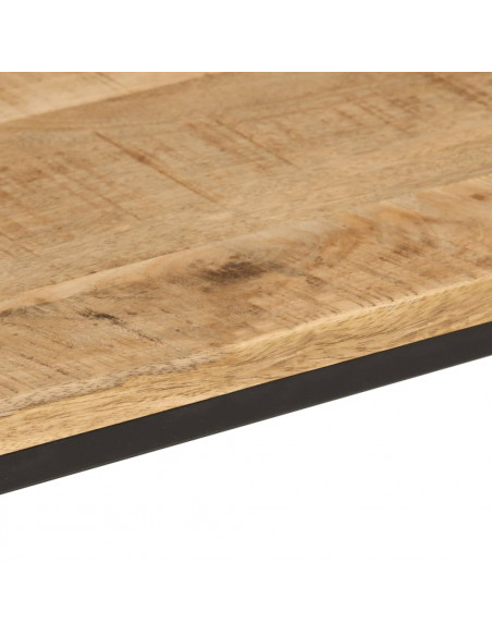 Tavolo Consolle 90x30x75cm Legno Massello Mango Grezzo e Ferro