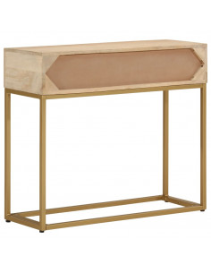 Tavolo Consolle 90x30x76 cm in Legno Massello di Mango e Ferro