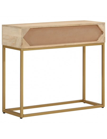 Tavolo Consolle 90x30x76 cm in Legno Massello di Mango e Ferro