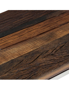 Tavolo Consolle Argento Acciaio Inox e Traverse Legno Massello