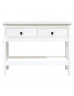 Tavolo Consolle Bianco 100x35x75 cm in Legno Massello di Pino