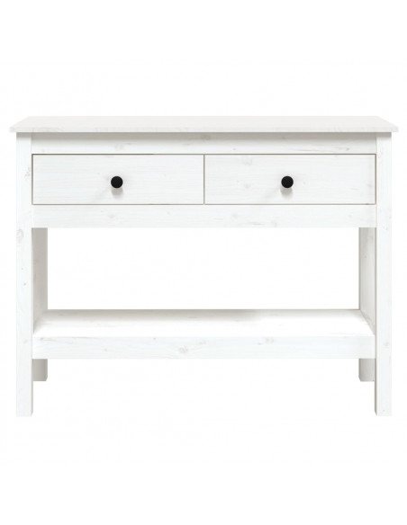 Tavolo Consolle Bianco 100x35x75 cm in Legno Massello di Pino