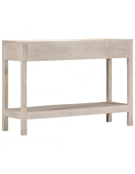 Tavolo Consolle Bianco 110x35x75cm Legno Massello di Mango