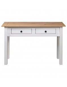 Tavolo Consolle Bianco 110x40x72 cm Legno Massello Pino Panama