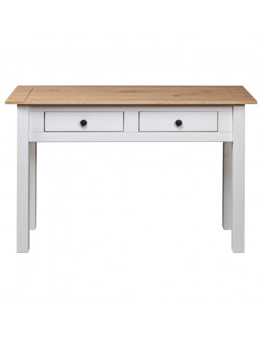 Tavolo Consolle Bianco 110x40x72 cm Legno Massello Pino Panama