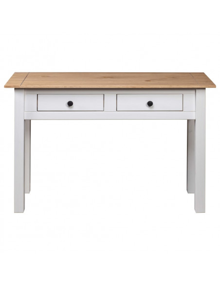 Tavolo Consolle Bianco 110x40x72 cm Legno Massello Pino Panama