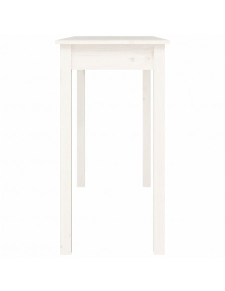 Tavolo Consolle Bianco 110x40x75 cm in Legno Massello di Pino