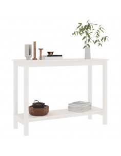 Tavolo Consolle Bianco 110x40x80 cm in Legno Massello di Pino